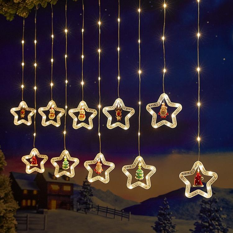 10pcs /Set Christmas Curtain Lights Holiday Decoration String Lights Leather String Christmas Ambiance Decoration Ball Lights