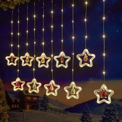 10pcs /Set Christmas Curtain Lights Holiday Decoration String Lights Leather String Christmas Ambiance Decoration Ball Lights