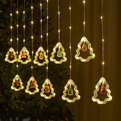 10pcs /Set Christmas Curtain Lights Holiday Decoration String Lights Leather String Christmas Ambiance Decoration Ball Lights