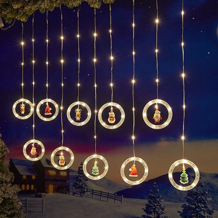 10pcs /Set Christmas Curtain Lights Holiday Decoration String Lights Leather String Christmas Ambiance Decoration Ball Lights