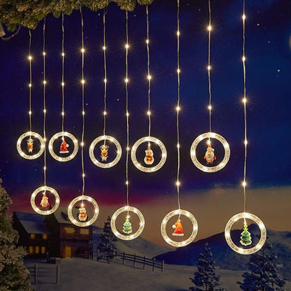 10pcs /Set Christmas Curtain Lights Holiday Decoration String Lights Leather String Christmas Ambiance Decoration Ball Lights