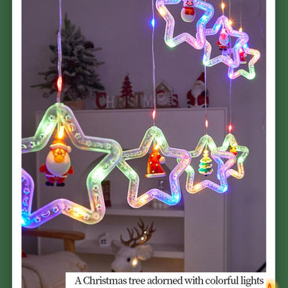 10pcs /Set Christmas Curtain Lights Holiday Decoration String Lights Leather String Christmas Ambiance Decoration Ball Lights