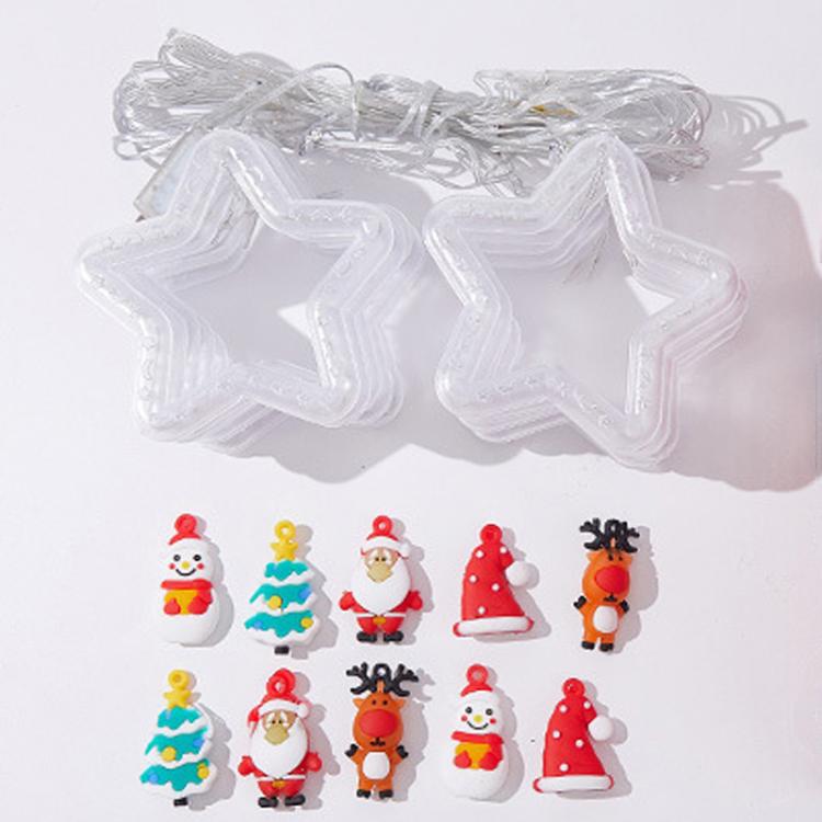 10pcs /Set Christmas Curtain Lights Holiday Decoration String Lights Leather String Christmas Ambiance Decoration Ball Lights