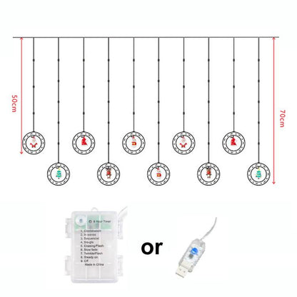 10pcs /Set Christmas Curtain Lights Holiday Decoration String Lights Leather String Christmas Ambiance Decoration Ball Lights